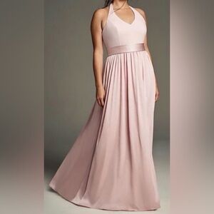 White by Vera Wang Halter Neck Formal Dress in Blush Pink - Missing Belt